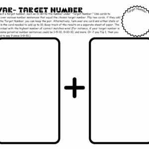 Adding or Subtracting to a Target Number Games Packet