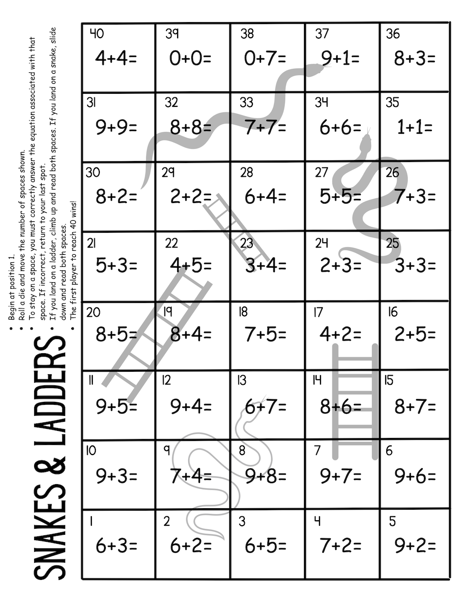 Addition Counting On Mastery Packet Games & Activities