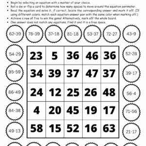 Double Digit Subtraction Games