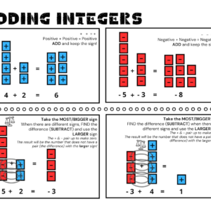 Positive and Negative Integers Adding and Subtracting